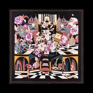 NWT Lost Pattern NYC Vintage Blooms Large Silk Square Scarf